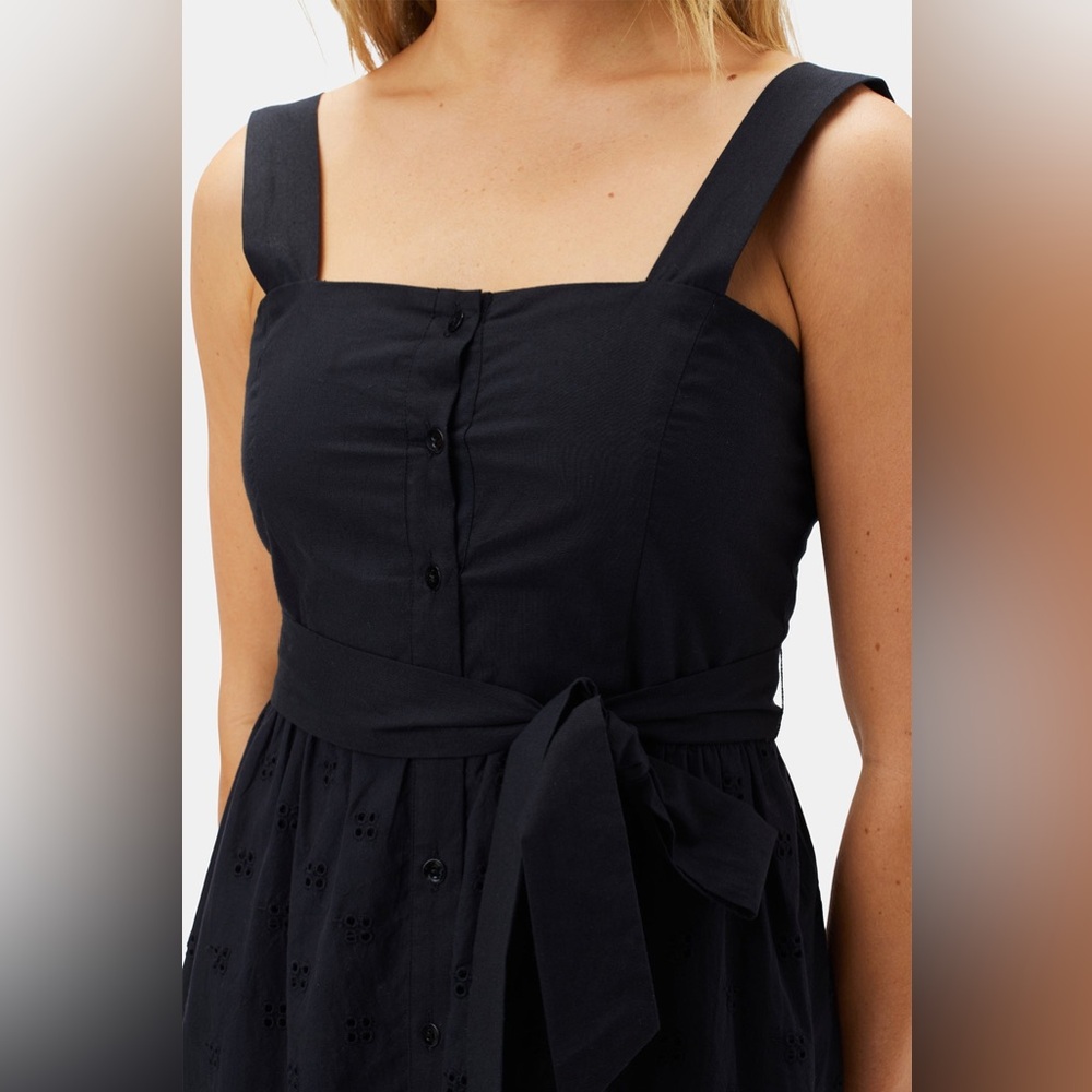 AMOUR VERT Irene Organic Cotton Eyelet Midi Dress Black Women Size XS NWT - Picture 3 of 16